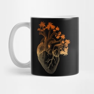 Orange Colored Anatomically Correct Human Heart - Palm Trees Mug